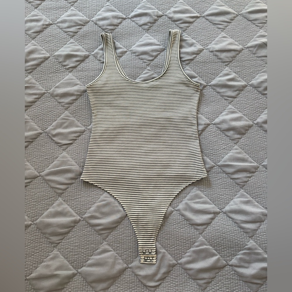 NWOT American Eagle Black Beige Striped Ribbed Boysuit